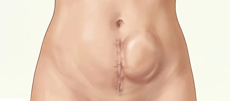 Ilustração — Cirurgia de Hérnia Incisional